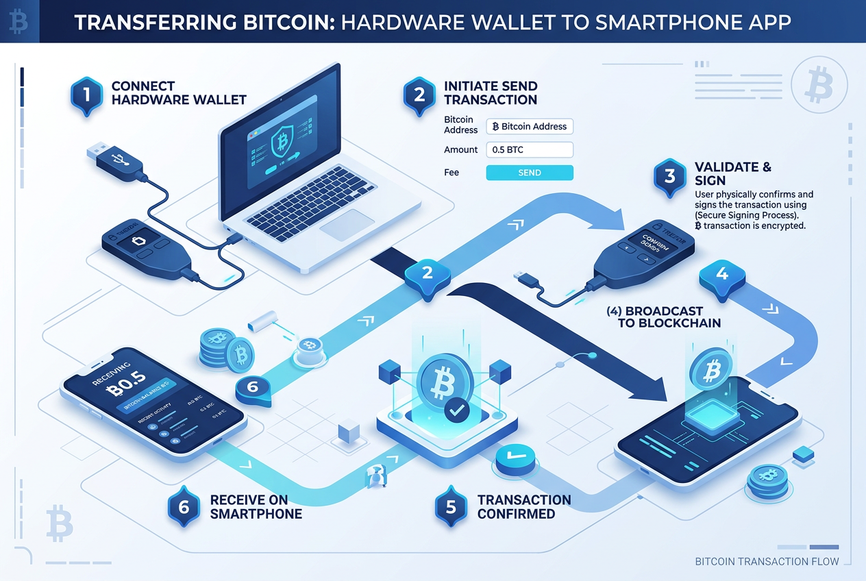 Infografika przedstawiająca proces bezpiecznego depozytu Bitcoin od giełdy do portfela kasyna