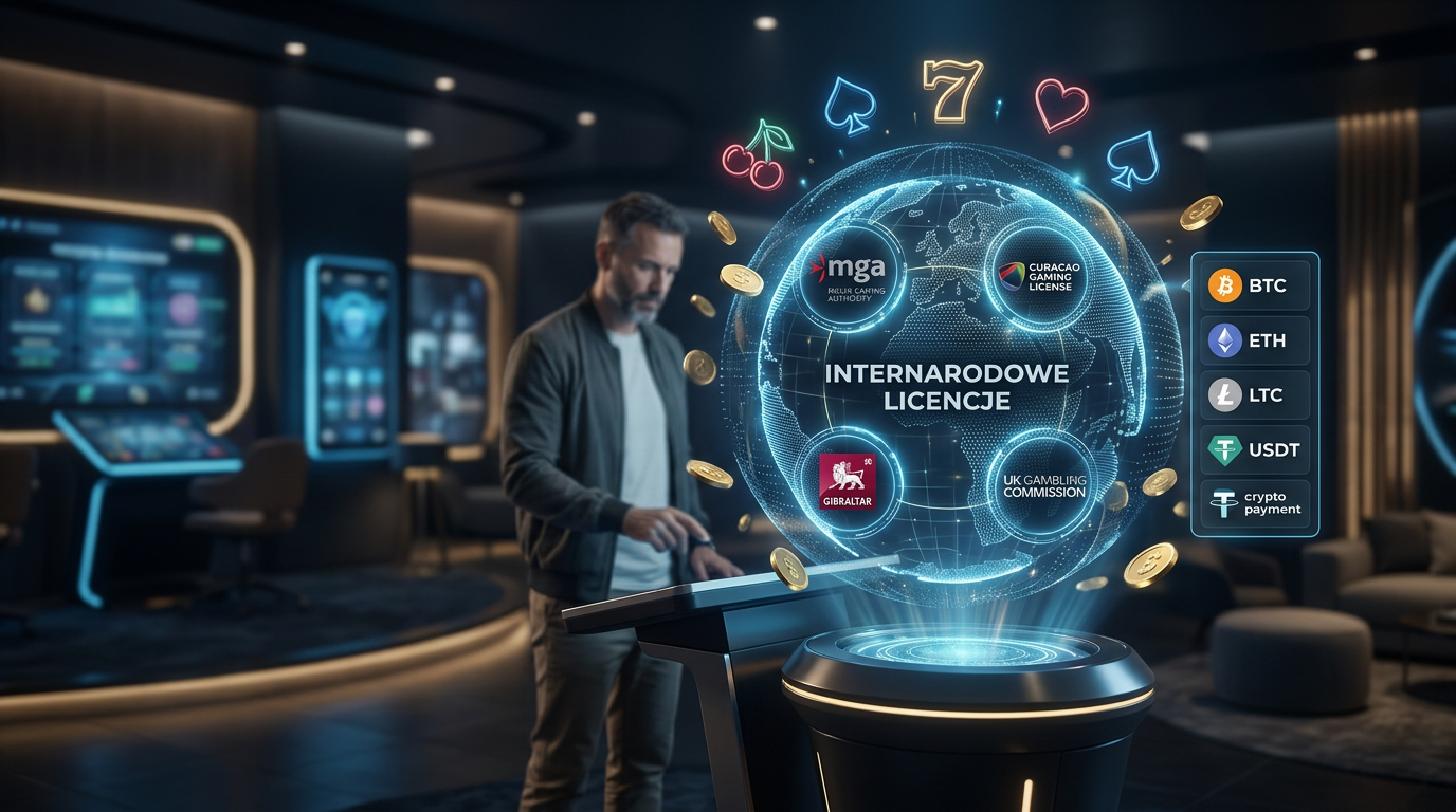 Digital representation of global online casino market in 2026 with licensing and payment symbols