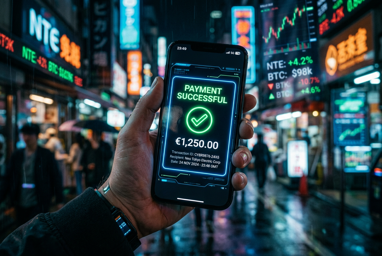 Interfejs bankowości cyfrowej pokazujący sukces błyskawicznej wypłaty z kasyna na smartfonie